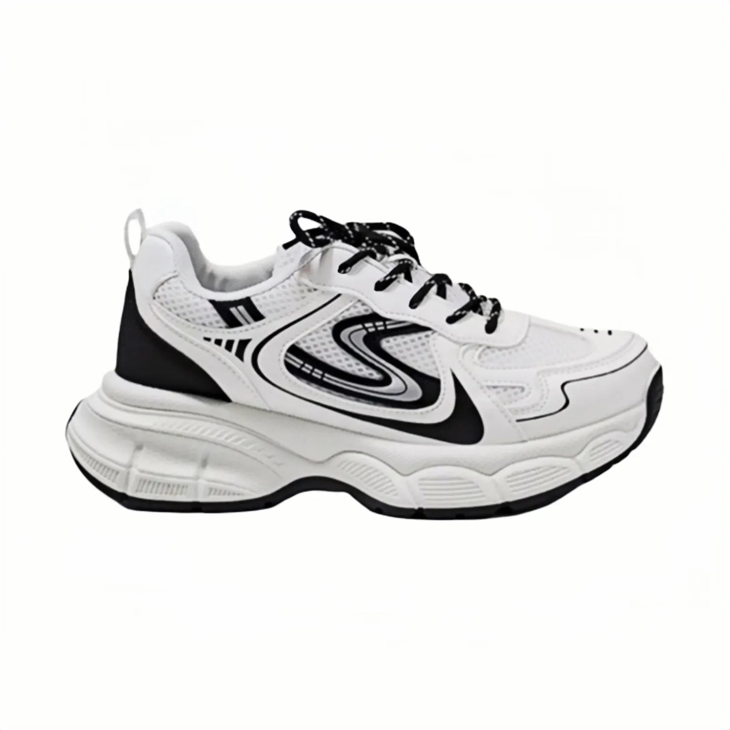 Cloud White Black Lightweight Breathable Walking Sneakers