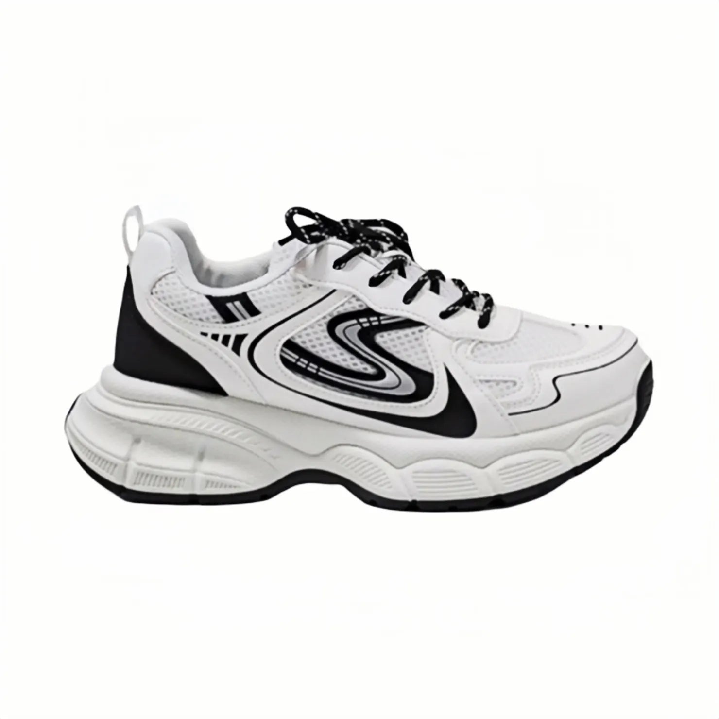 Cloud White Black Lightweight Breathable Walking Sneakers