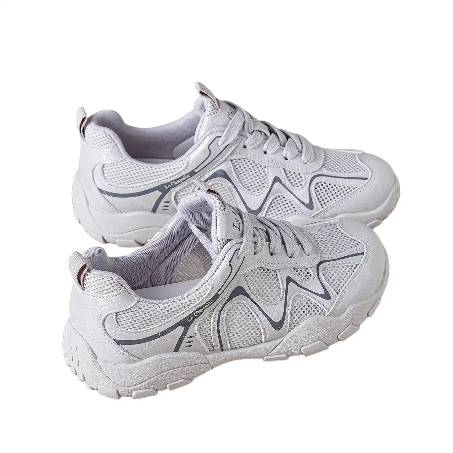 Women’s White Chunky Mesh Sneakers | Breathable Non-Slip Casual Walking Shoes