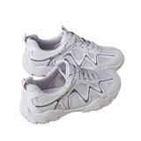 Women’s White Chunky Mesh Sneakers | Breathable Non-Slip Casual Walking Shoes