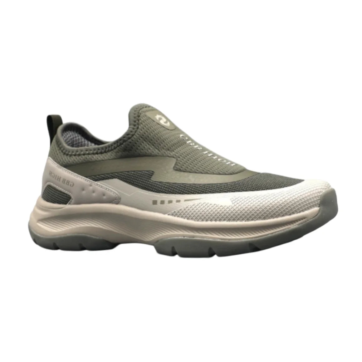 Men’s Olive Green & Beige Lightweight Slip-On Outdoor Walking Shoes