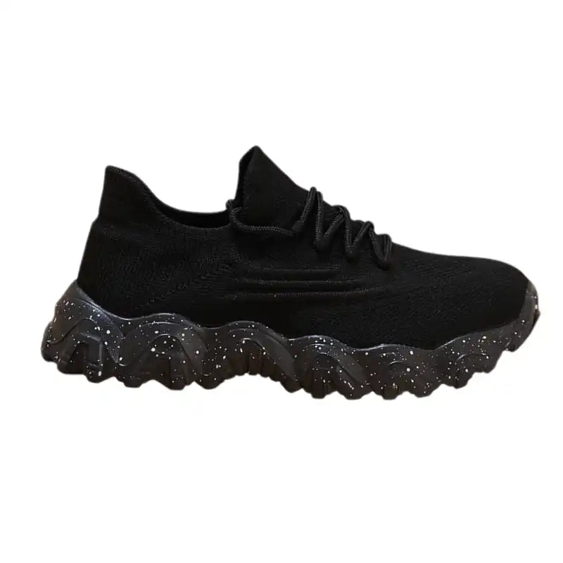 Women’s  Knit Chunky Sole Sneakers | All Black