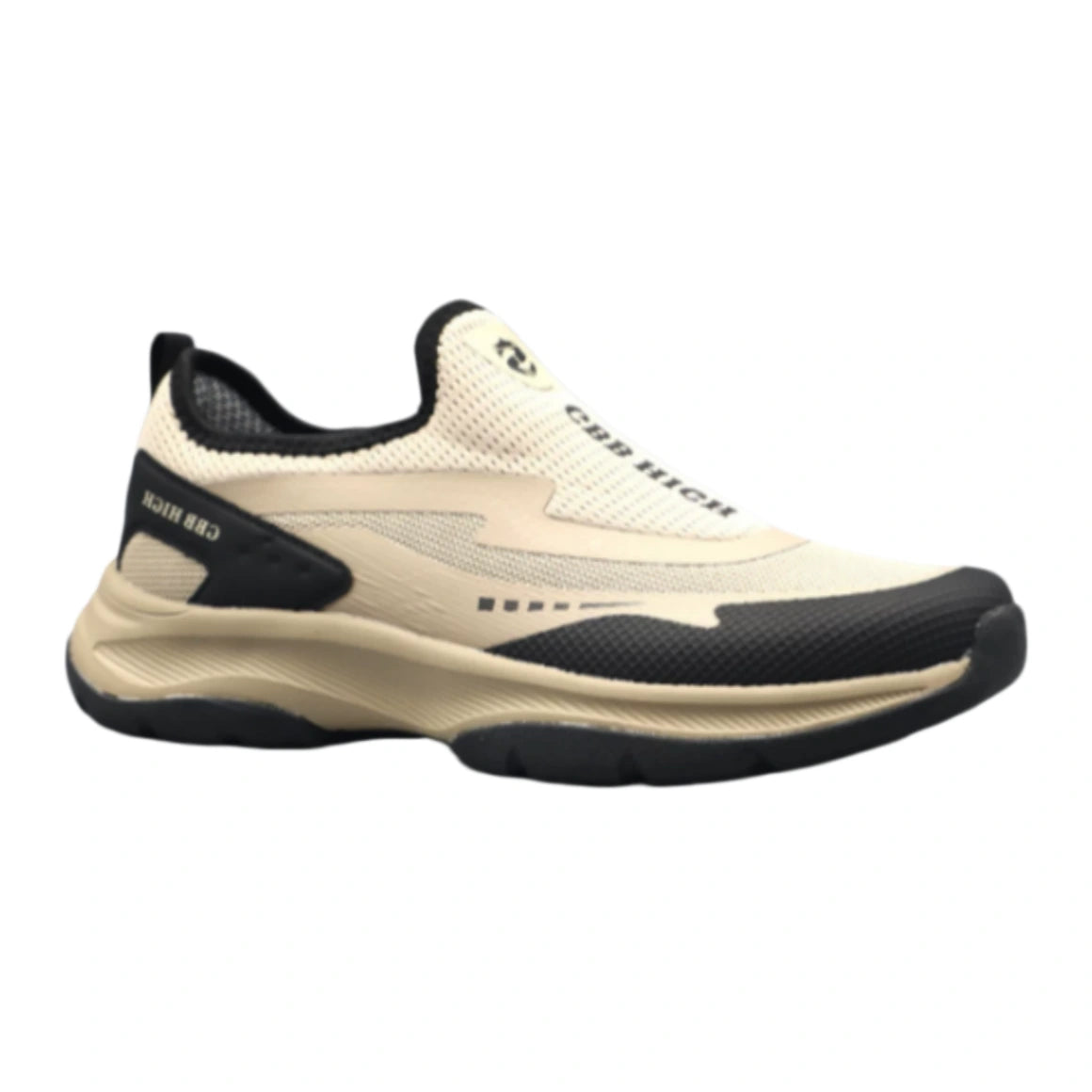 Men’s Cream & Black Lightweight Slip-On Outdoor Walking Shoes