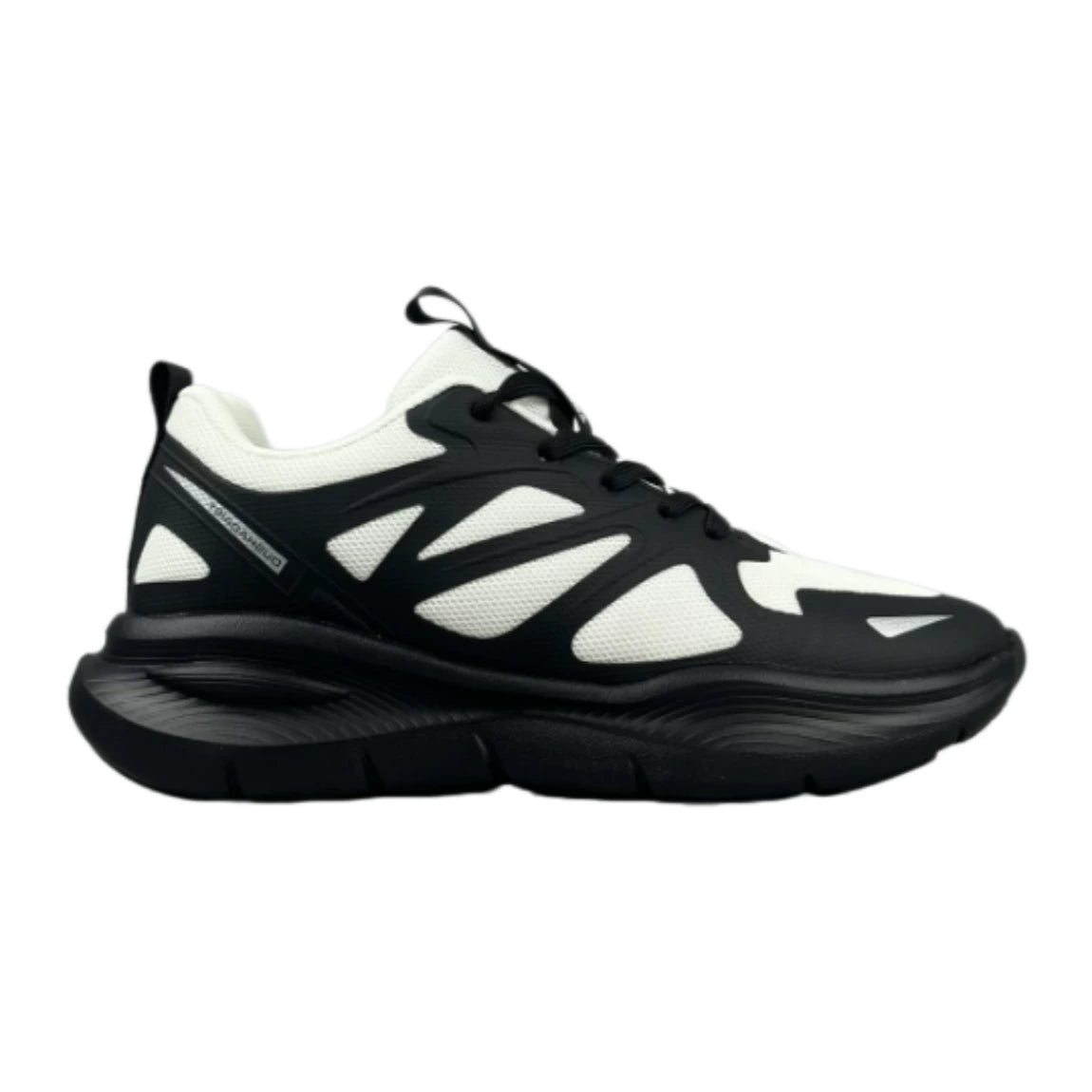 Men’s Black Cream Accent Breathable Mesh Running Shoes, Lightweight Thick-Sole Cushioned Non-Slip Athletic Sneakers