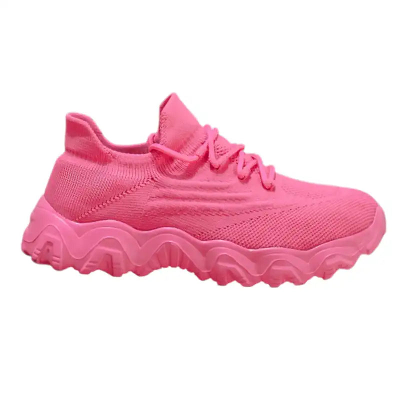 Women’s Pink Knit Platform Sneakers | Lightweight Comfort Walking Shoes