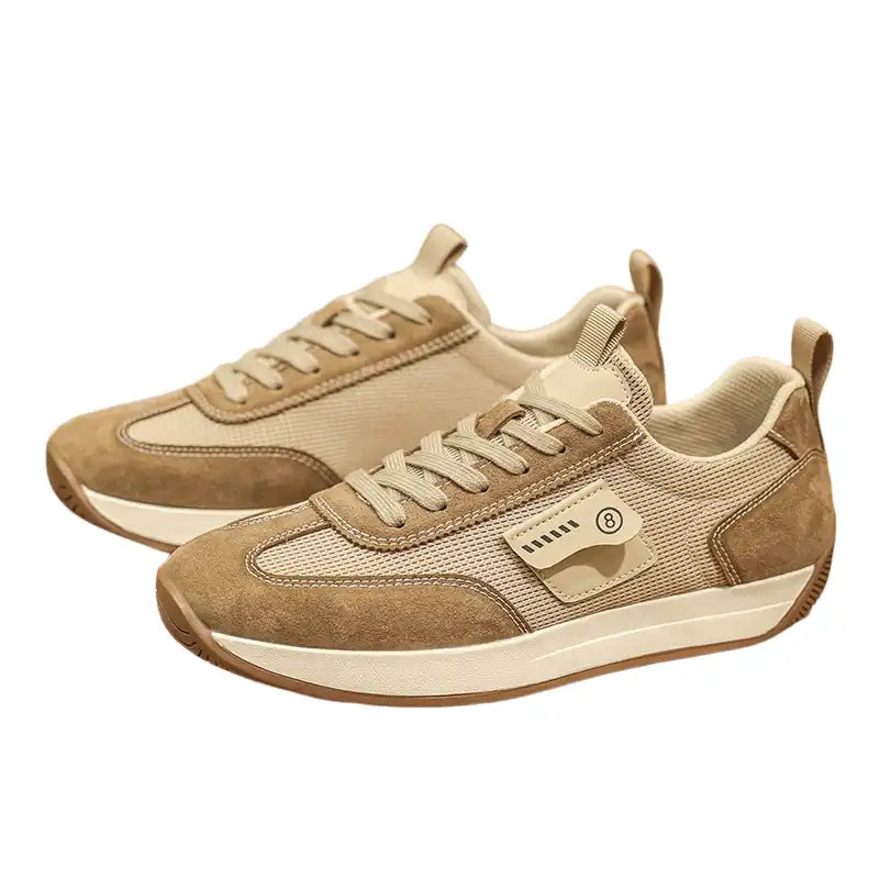 Men’s Beige Lightweight Mesh Sneakers | Breathable Retro Casual Walking Shoes