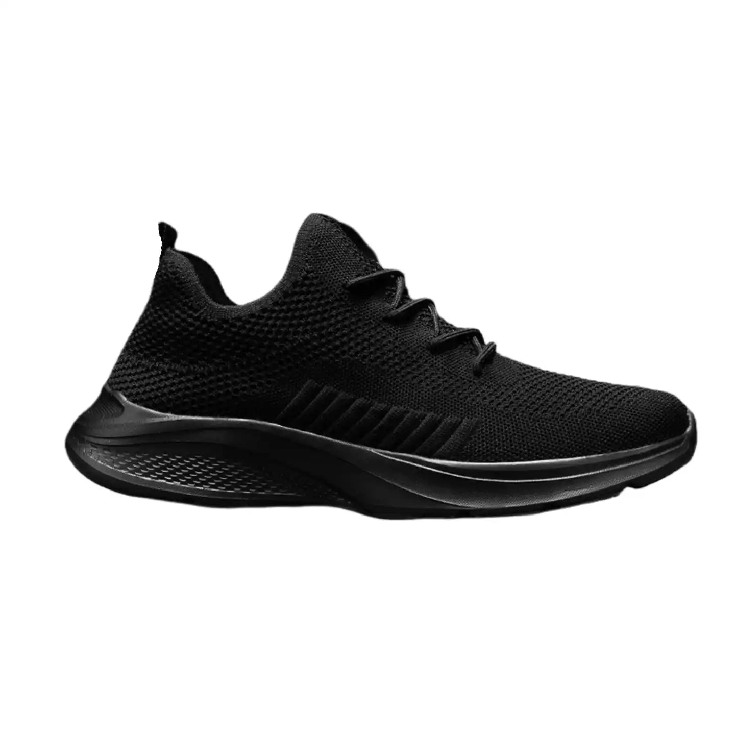 Men’s Black Lightweight Mesh Sneakers | Breathable Cushioned Casual Walking Shoes