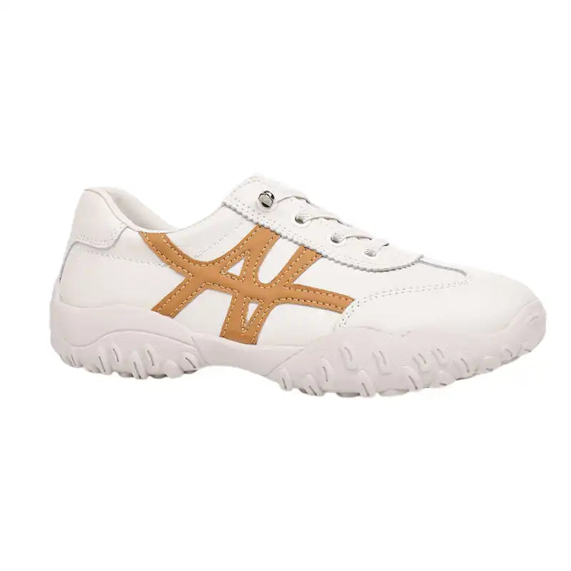 Women’s White Casual Walking Sneakers | Soft Sole Lace-Up Retro Sport Shoes