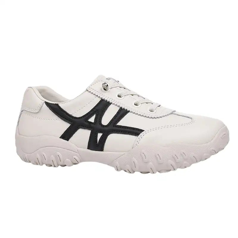 Women’s White Casual Walking Sneakers | Soft Sole Lace-Up Retro Sport Shoes