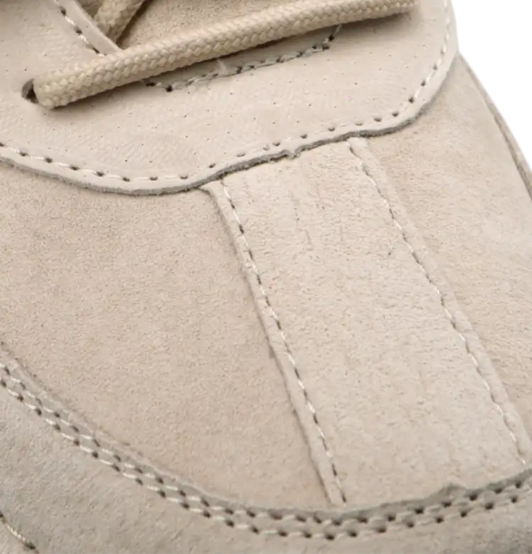 Men's Beige Genuine Leather Casual Sneakers, Retro Lace-Up Walking Shoes