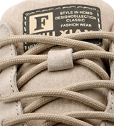 Men's Beige Genuine Leather Casual Sneakers, Retro Lace-Up Walking Shoes