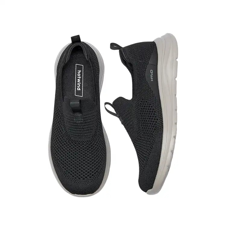 Men's Black Breathable Mesh Slip-On Casual Outdoor Shoes